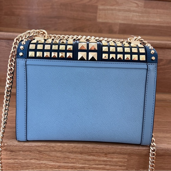 Michael Kors Whitney Large Studded Saffiano Shoulder Bag In Blue Multi - Picture 3 of 10